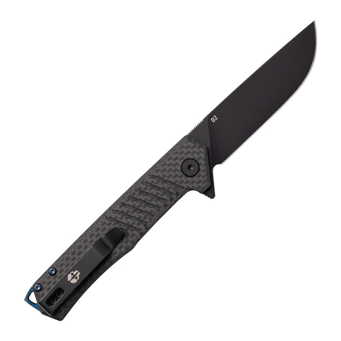 Tekto F1 Alpha carbon fiber folding knife, alternate view of the blade and pivot