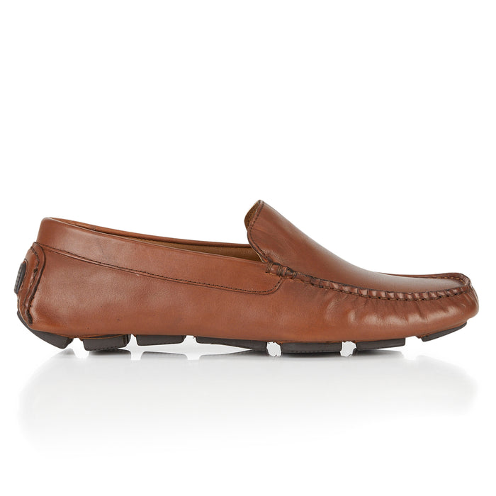 Falmouth Mens Leather Driving Loafers - Tan