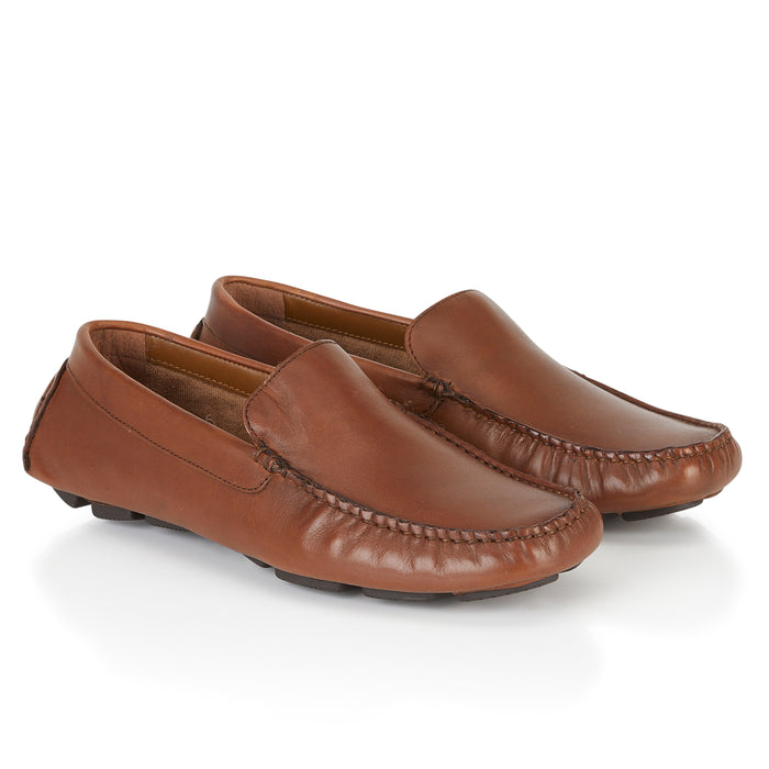 Falmouth Mens Leather Driving Loafers - Tan