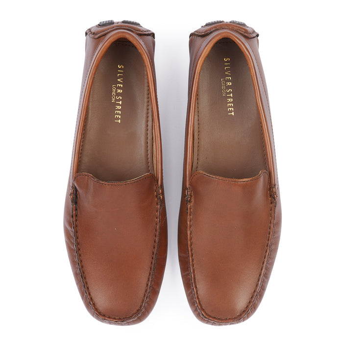 Falmouth Mens Leather Driving Loafers - Tan