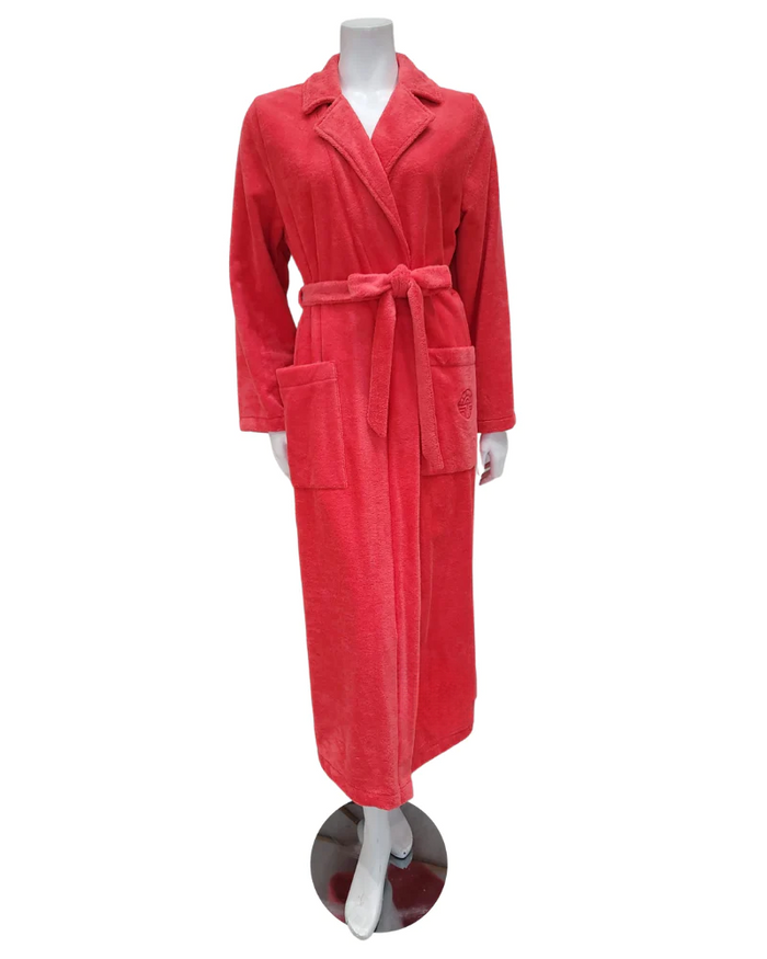 Feraud Paris Coral Plush Long Terry Wrap Bath Robe