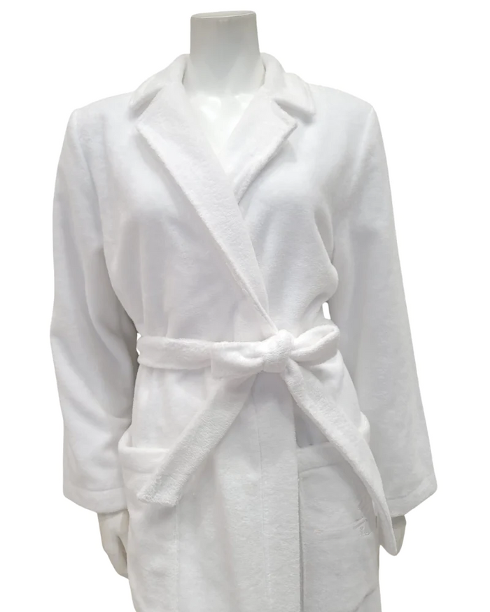 Feraud Paris White Plush Long Terry Wrap Bath Robe