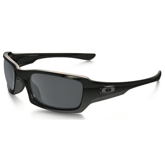 Oakley Fives Squared sunglasses with polished black frame and Black Iridium Polarized lens