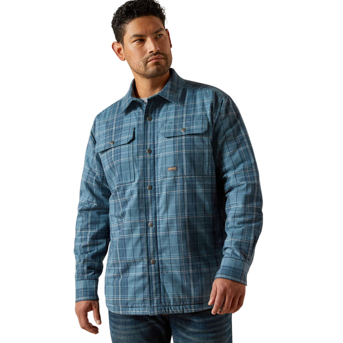 Ariat Work insulated flannel shirt jacket in bluestone, front view