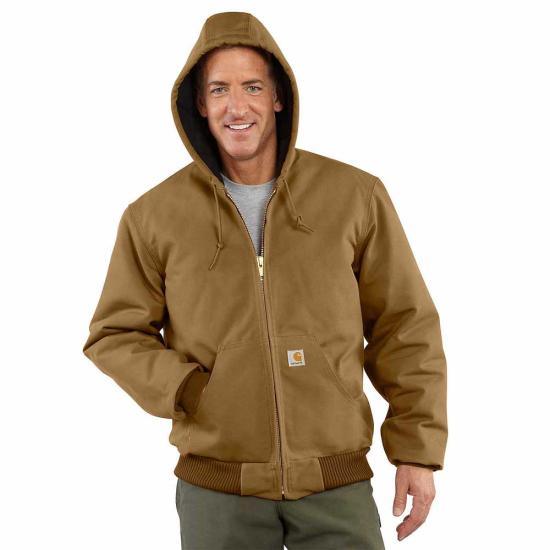 Carhartt J140 quilted flannel lined duck jacket in black, alternate product view