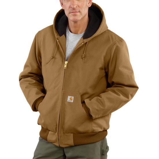 Carhartt J140 flannel lined firm duck active jacket in Carhartt brown, big and tall sizing