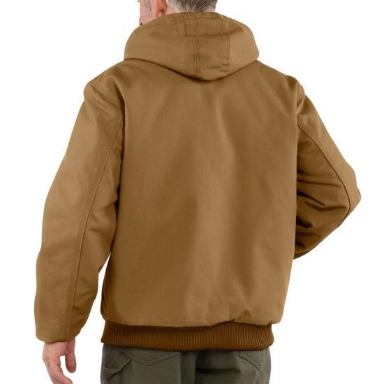 Carhartt brown duck active jacket, additional view of the hood and pockets