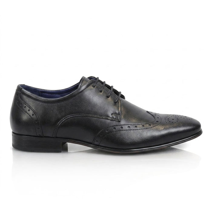 Fleet Leather Smart Formal Leather Brogue Shoes - Black