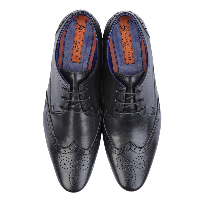 Fleet Leather Smart Formal Leather Brogue Shoes - Black