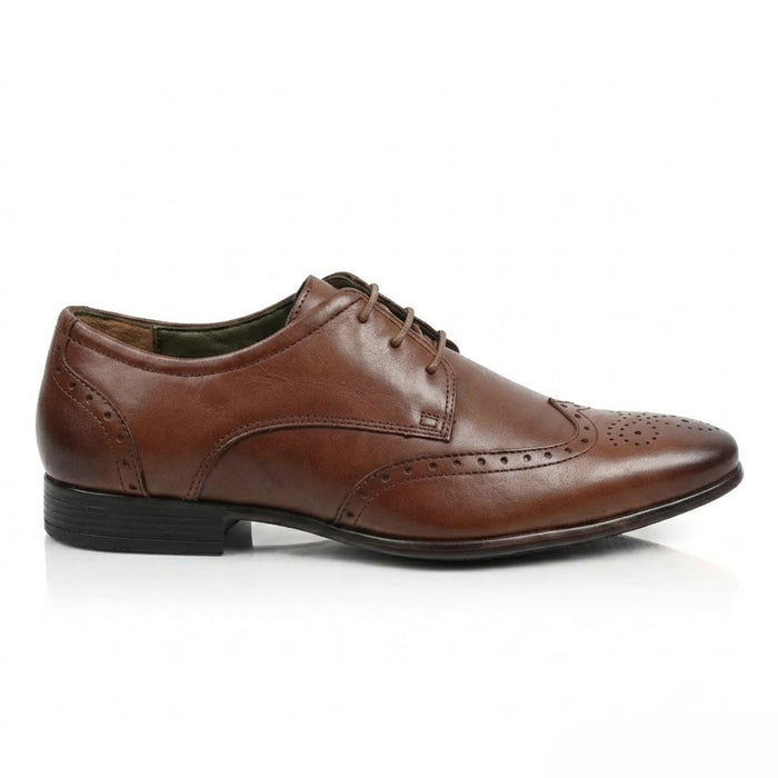 Fleet Leather Smart Formal Leather Brogue Shoes - Brown