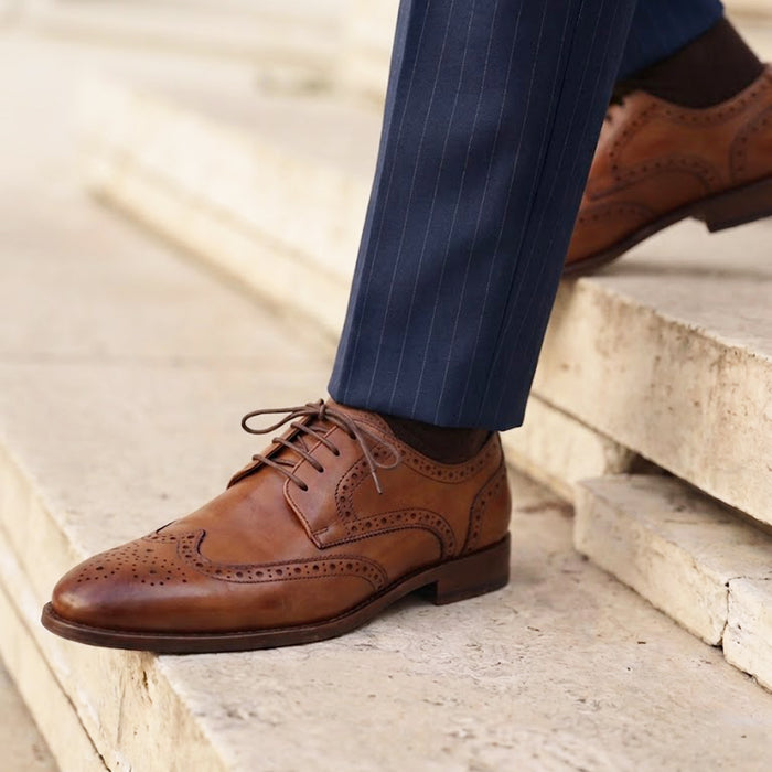 Fleet Leather Smart Formal Leather Brogue Shoes - Brown