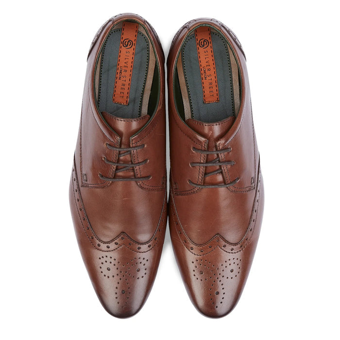 Fleet Leather Smart Formal Leather Brogue Shoes - Brown
