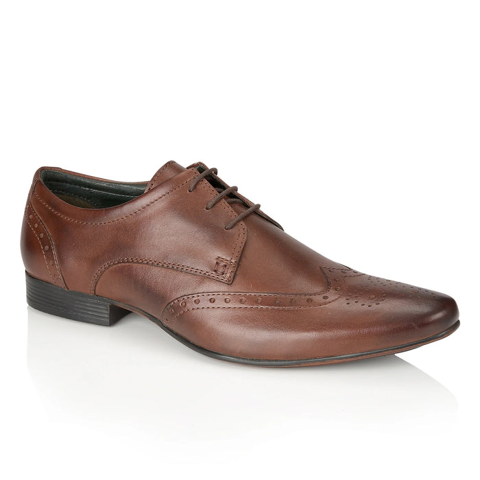 Fleet Leather Smart Formal Leather Brogue Shoes - Brown