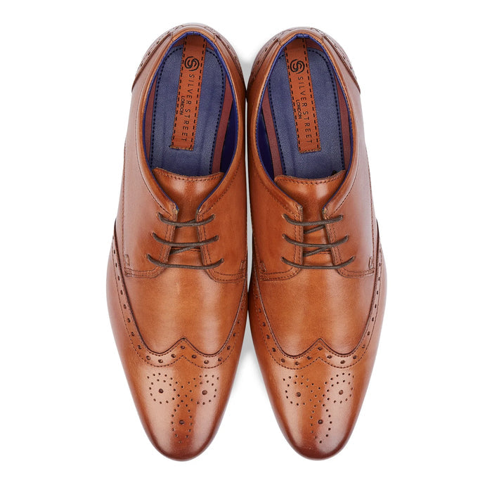 Fleet Leather Smart Formal Leather Brogue Shoes - Tan