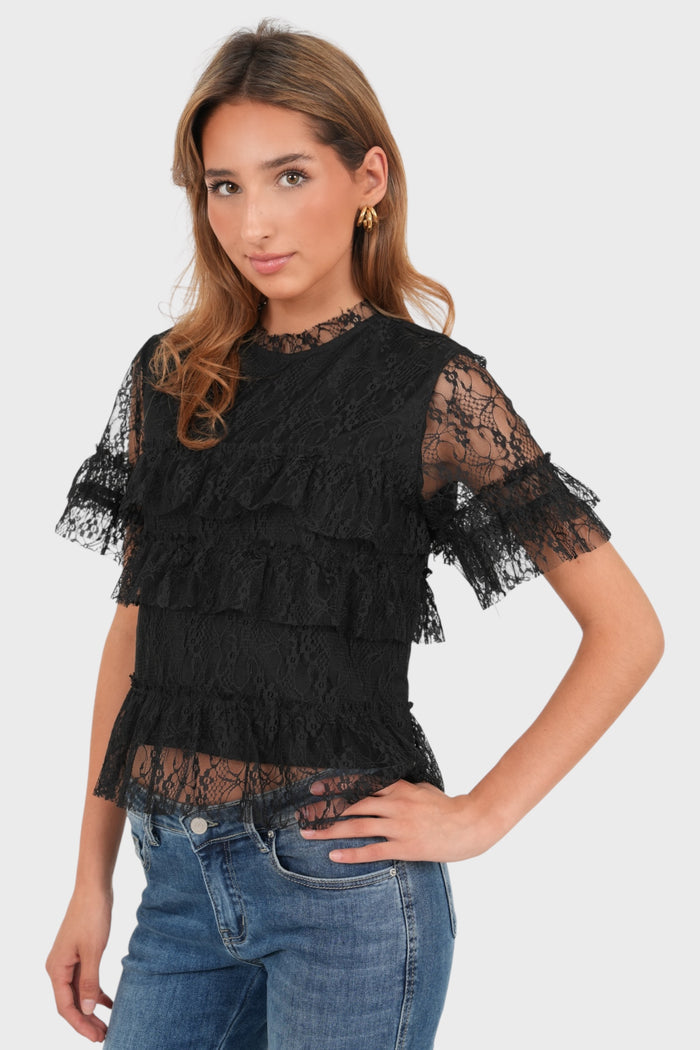 "Fleur" top black