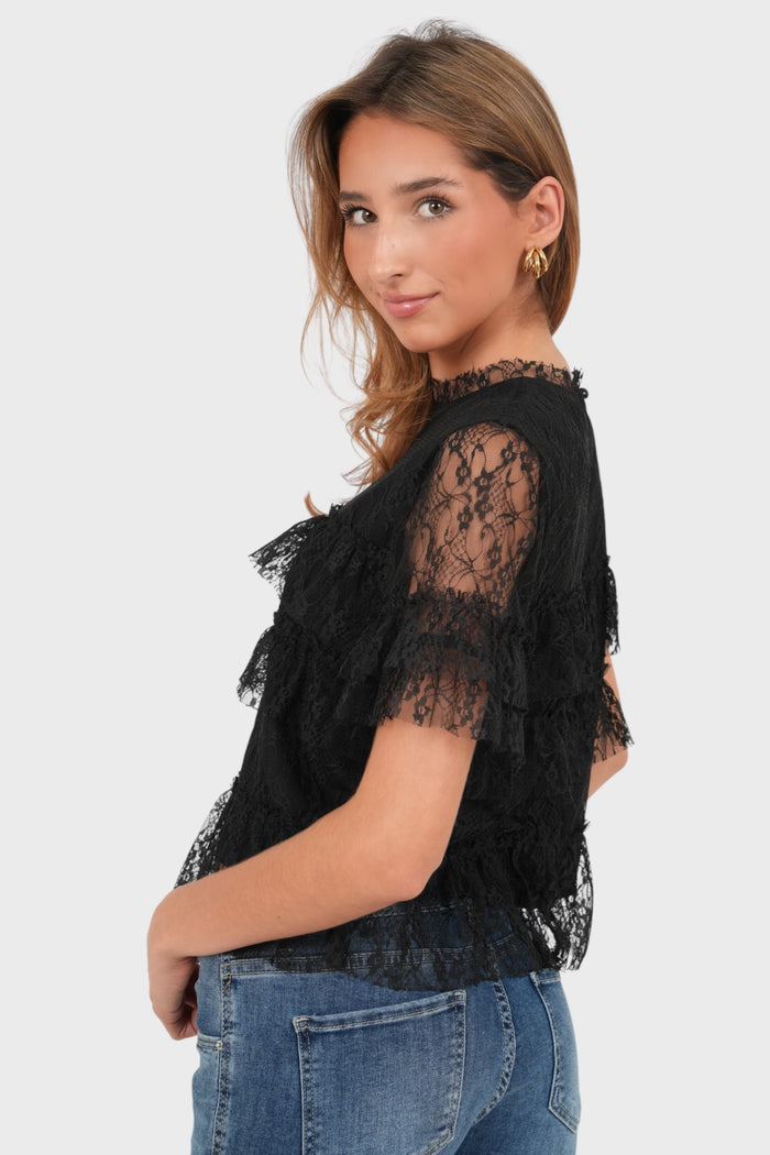"Fleur" top black