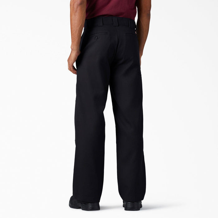 Back view of the Dickies FLEX double knee work pant in black showing the back pockets