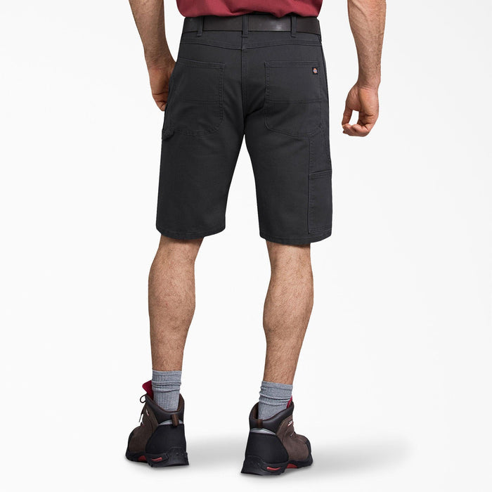 Back view of the Dickies black duck carpenter short showing the back pockets