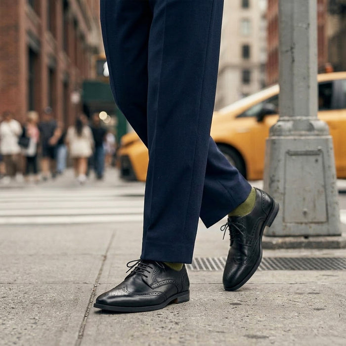 Flint Leather Brouge Derby Shoes  - Black