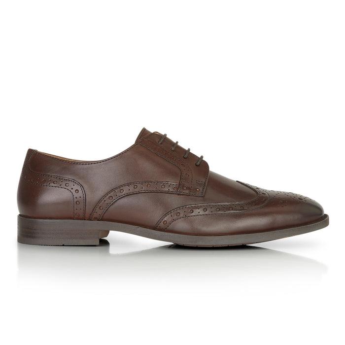 Flint Leather Brouge Derby Shoes  - Brown