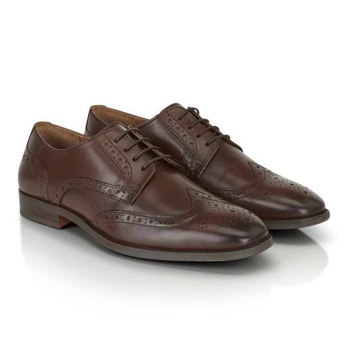 Flint Leather Brouge Derby Shoes  - Brown