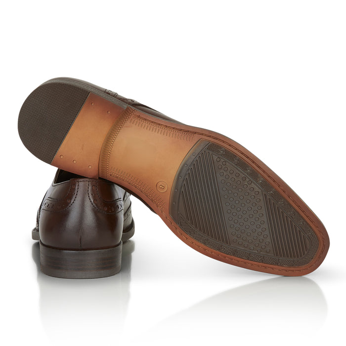 Flint Leather Brouge Derby Shoes  - Brown
