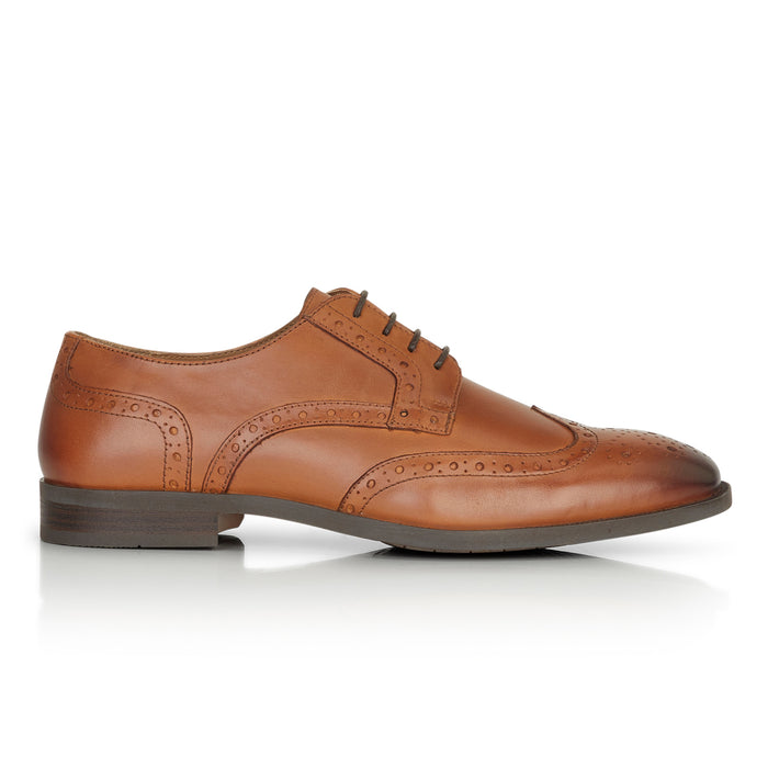 Flint Leather Brouge Derby Shoes  - Tan