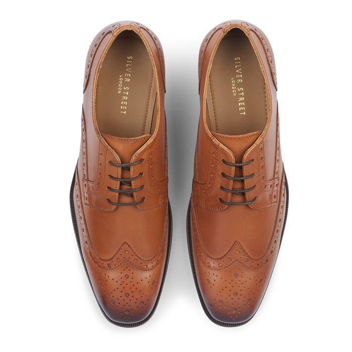 Flint Leather Brouge Derby Shoes  - Tan