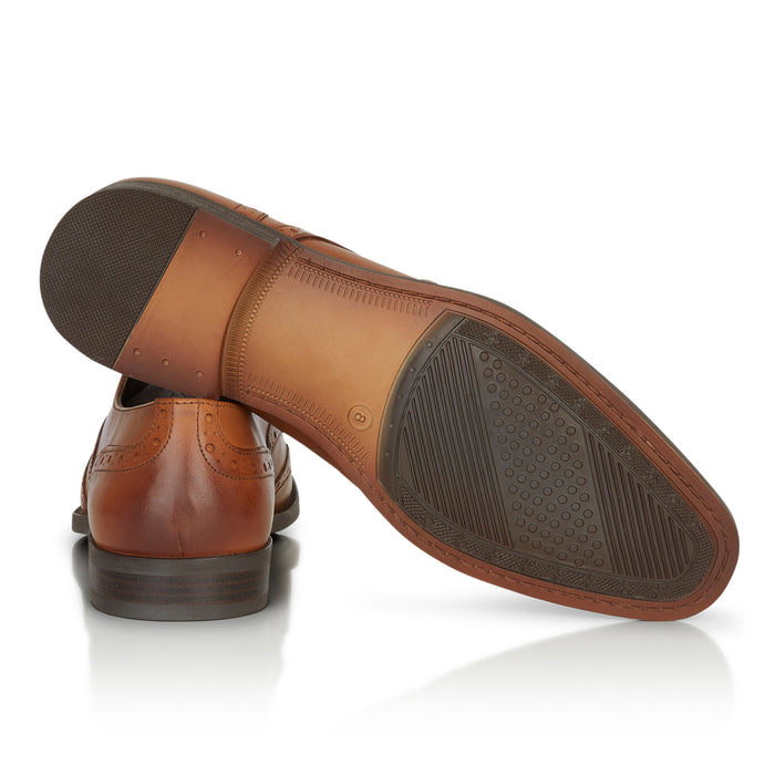 Flint Leather Brouge Derby Shoes  - Tan