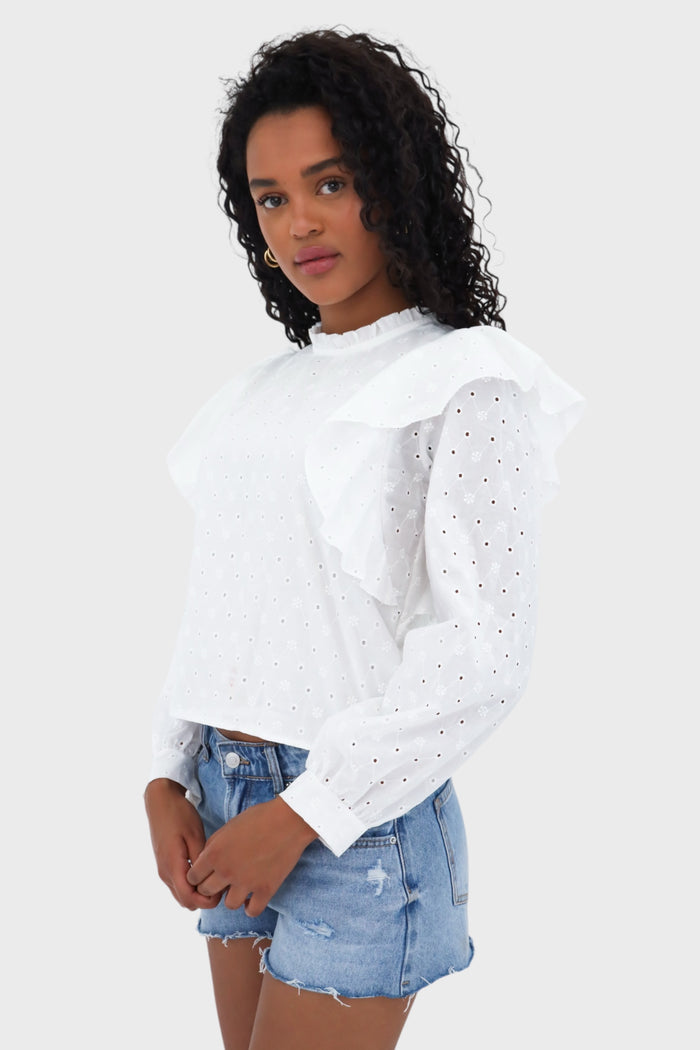 "Flowy" blouse white