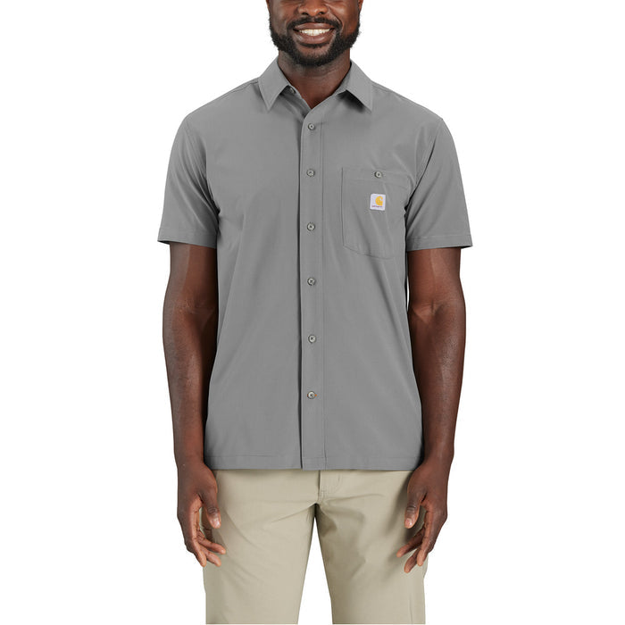 Carhartt Force Sun Defender lightweight short-sleeve work shirt in steel with UPF sun protection