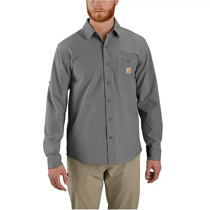 Carhartt Force Sun Defender relaxed fit lightweight long-sleeve shirt in steel