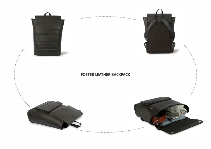 Foster Leather Backpacks - Black