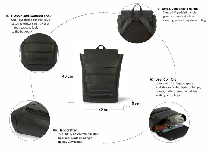 Foster Leather Backpacks - Black