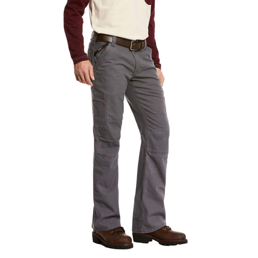 Ariat FR M5 flame resistant DuraLight canvas work pant in iron gray, extended waist sizes