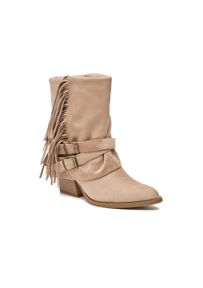 "Fringe" ankle boots taupe