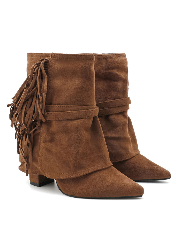 "Fringe" western boots brown