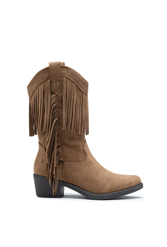 "Fringed" western boots camel