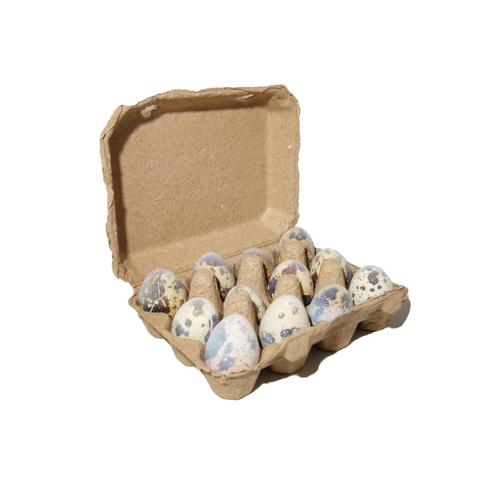 Frozen Raw Quail Eggs 24ct in a carton.