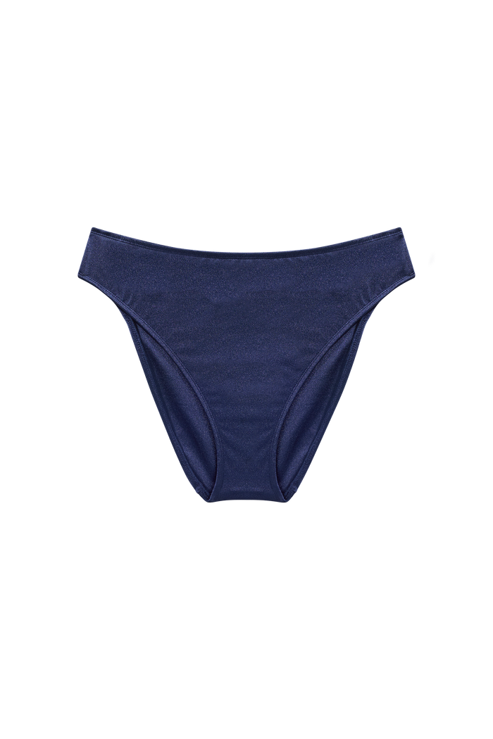 voorkant donkerblauw bikini broekje hoog aangesloten