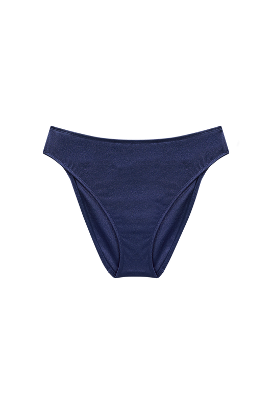voorkant donkerblauw bikini broekje hoog aangesloten