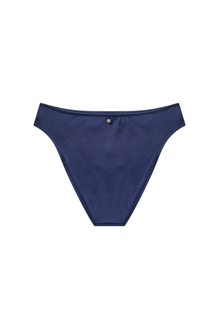 donkerblauw bikini bottom full coverage en hoge taille