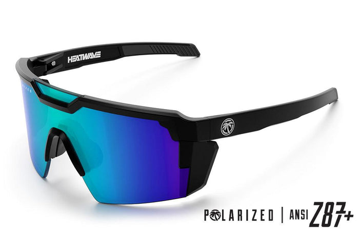 Angled view of the Heat Wave Future Tech Galaxy Z87+ polarized safety sunglasses