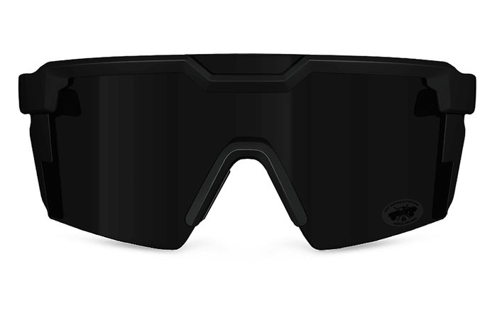 Front view of the Heat Wave Future Tech ultra black Z87+ polarized safety sunglasses