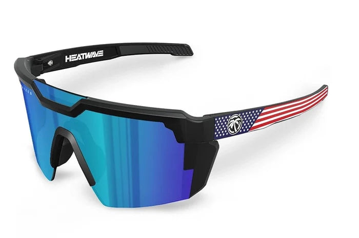 Heat Wave Future Tech USA Z87+ polarized sunglasses, view of the mirrored lens