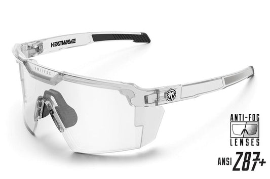 Side view of the Heat Wave Future Tech Z87+ safety glasses in vapor clear with anti-fog lens