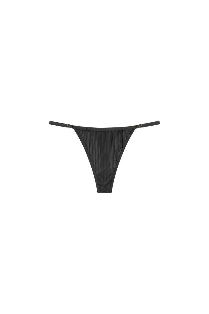 zwarte verstelbare g-string met strepen