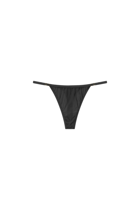 zwarte verstelbare g-string met strepen