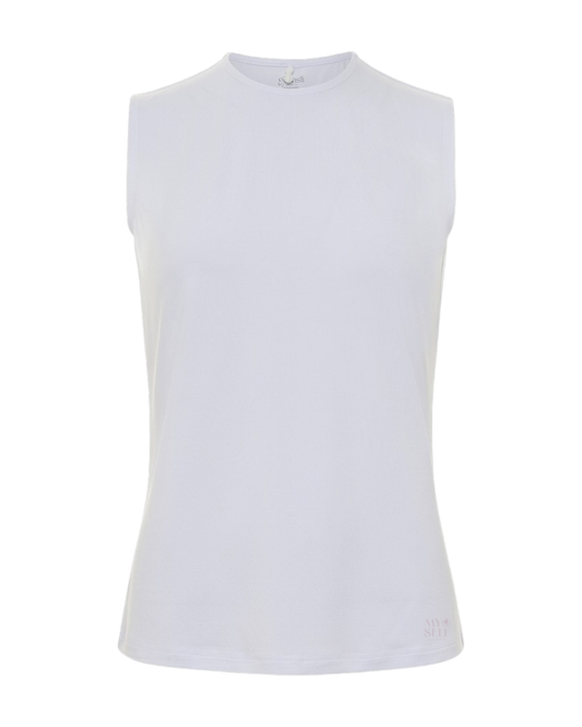 Gemsli SH367 White Modal Sleeveless Shell Adjustable Neck Myselflingerie.com