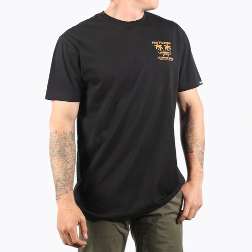 Fasthouse Getaway tee in black shown on a model